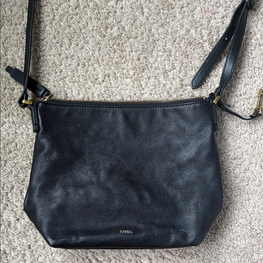 Fossil Black Leather Crossbody Bag
